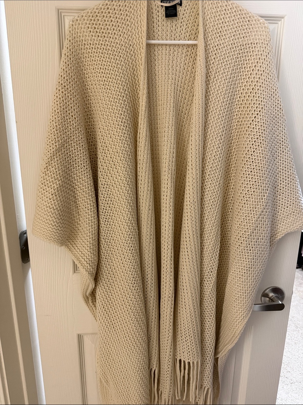 Steve Madden Cream Knit Open-Front Poncho Cardigan One Size NWOT